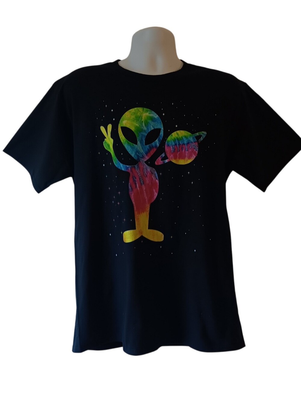 Vintage Alien Tie Dye T-shirt Tee Shirt 90s Retro With Peace Sign Tie Dye L